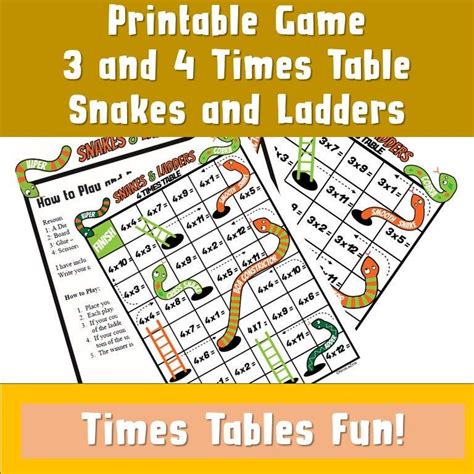 Snakes And Ladders Printable A4 Pdf Math Multiplication Fun Etsy Uk