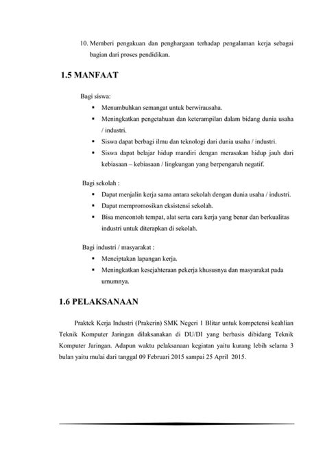 Contoh Laporan Praktek Kerja Lapangan Smk