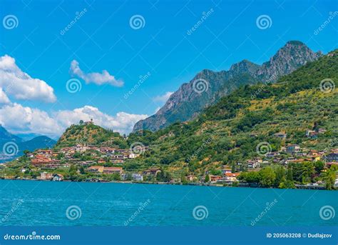 Marone Village At Iseo Lake In Italy Stock Photo Image Of Marone