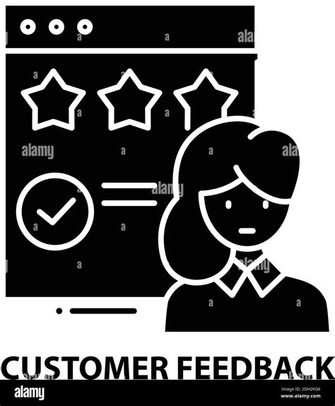 Customer Feedback Icon Black Vector Sign With Editable Strokes Concept Illustration Stock