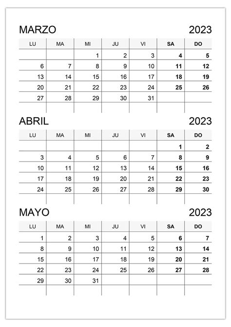 Calendario Marzo Abril Y Mayo 2023 Para Imprimir IMAGESEE