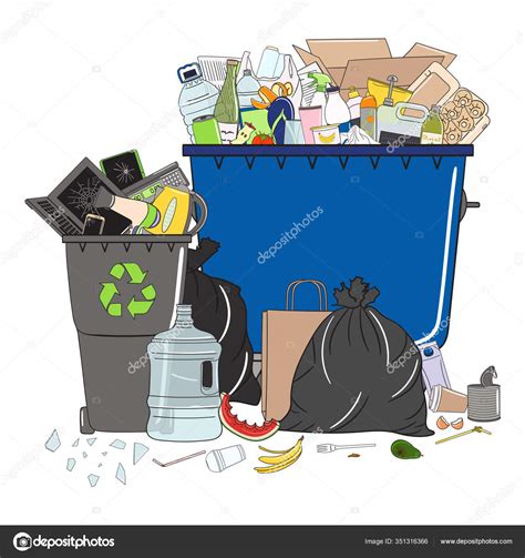 Trash Cans Full Garbage Pile Garbage Waste Management Garbage Pollution