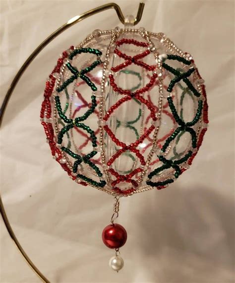 Custom 80mm Holiday Ornament With Seed Bead Cirles Design Etsy How
