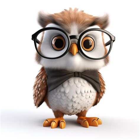 Premium Ai Image Cute Owl Wearing Glasses
