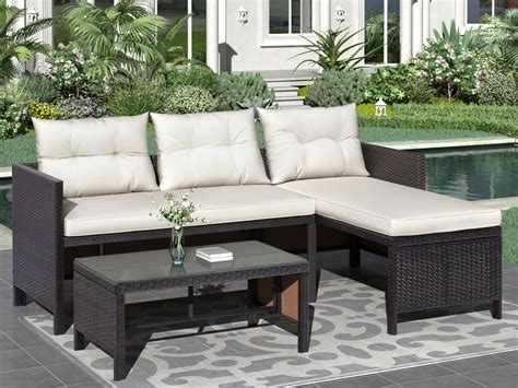 Ratings, based on 9 reviews. Clearance! 3 Pieces Patio Furniture Sectional Set, Outdoor ...