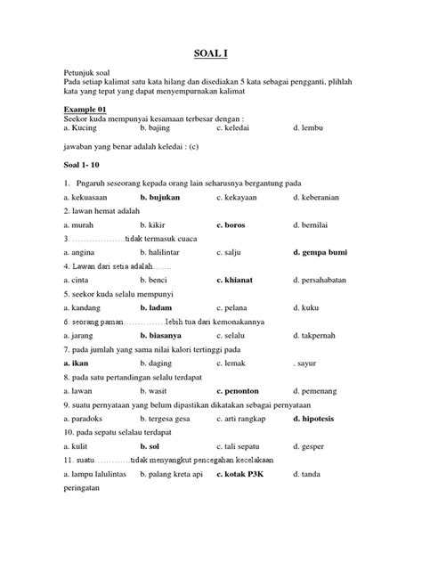 Bahkan tidak hanya itu, kami juga menyertainya dengan tips dan trik dalam menjawabnya, yakni tips menjawab sebuah pertanyaan atau soal cpns dengan tepat dalam waktu. soal psikotes dan jawabannya pdf - wood scribd indo