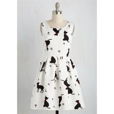 Cats Mid Length Sleeveless A Line Good Mews Travels Fast Dress 60