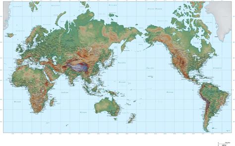World Map Asia Centered High Detail Plus Terrain Mc Asi 302268