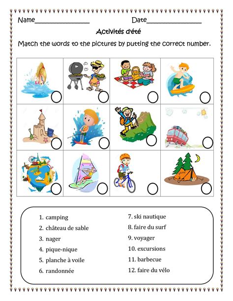 Free Printable French Worksheets For Grade Forms Lecture