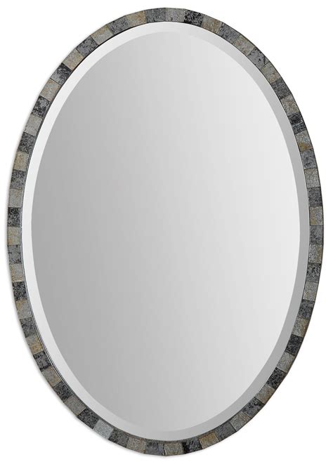 Bath Oval Decorative Beveled Wall Mirror 29” Bathroom Vanity