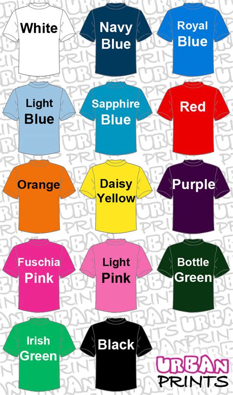 The uk inhaler group (ukig) carried out a recent survey which found that 95 percent of surveyed healthcare professionals felt that the blue colour convention was important when referring to reliever inhalers. T-shirt Colours - Urban Prints - T-shirt printing