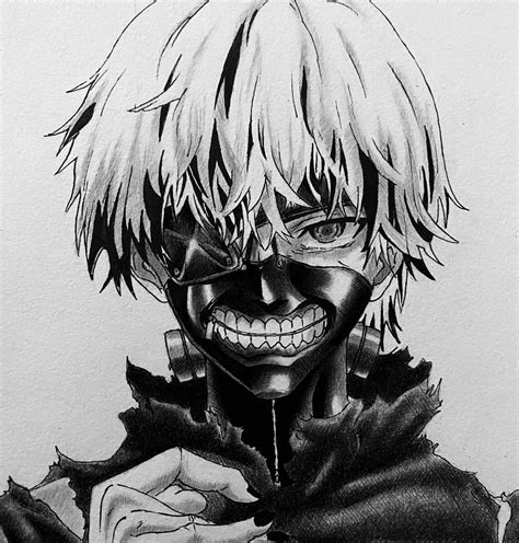 Ken Kaneki Drawn By Me In Pen Graphite And Charcoal Carbon Pencil Hopefully I Dont Need To