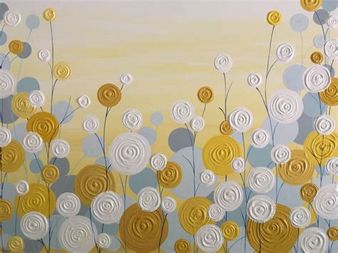 Yellow Blue And Grey Wall Art Textured Painting Abstract Etsy Grey