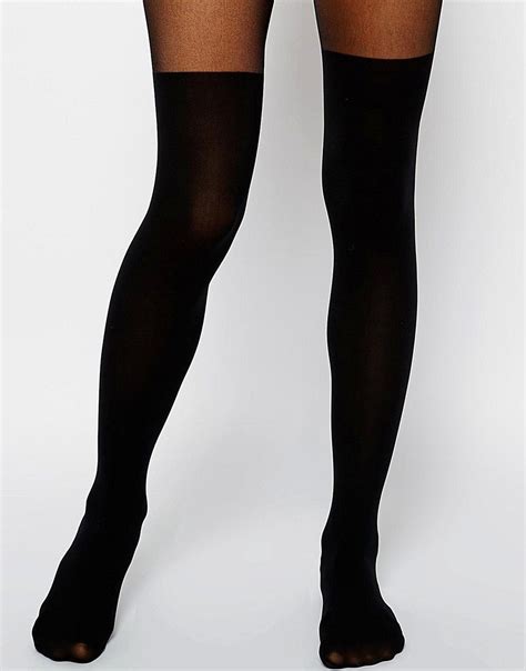 Asos Mock Over The Knee Tights With Bum And Tum Support Black Socks