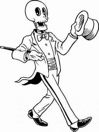 Skeleton Coloring Pages Magician Halloween Netart Colouring