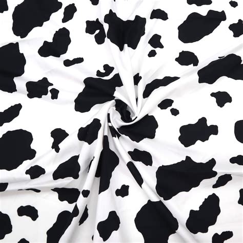 Cow Printed Cotton Fabric Black And White Cow Fabric Cattle Etsy