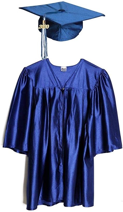 Medium Blue Shiny Child Graduation Cap Gown Tassel And