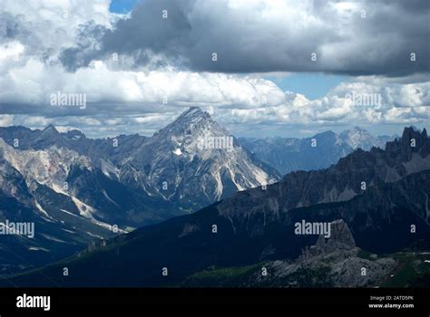 The Beautiful View From Mount Lagazuoi On The Dolomites In Italy Stock