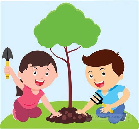 Earth Day Clipart Girl And Boy Planting Small Tree Earth Day Clipart