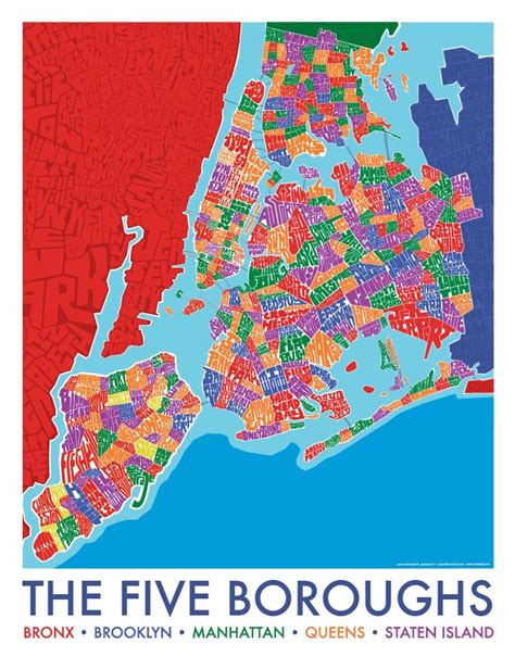 5 Borough Neighborhood Type Map Map Of New York New York City Map Map