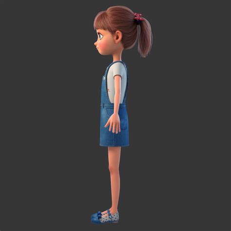 3d Model Of Cartoon Girl Rigged Girl Cartoon Female Character Design