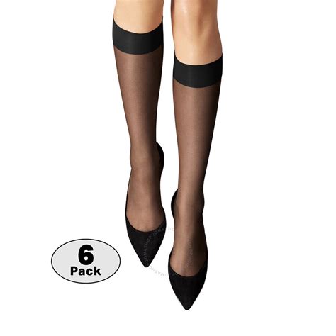 Wolford Nude Sheer Knee High Stockings In Black Set Of Size Small