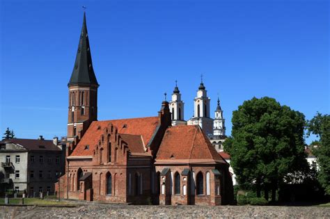 14th Century Red Brick Gothic Church Of Vytautas On Banks Of Nemunas River