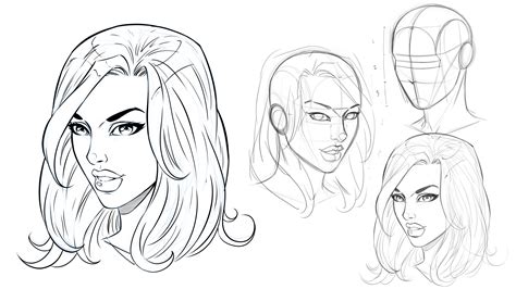 Online Course How To Draw Faces Female Heads Front Side Three