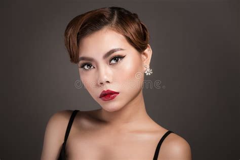 portrait of beautiful sensual asian woman with elegant hairstyle stock image image of sexual