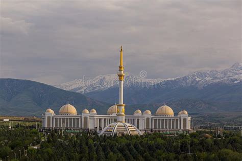 Independence Monument And National Library In Ashgabat Turkmenist