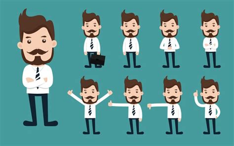 Premium Vector Set Of Businessman Character Different Poses