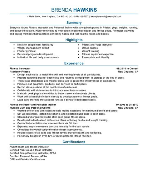Fitness And Personal Trainer Resume Example Personal And Services