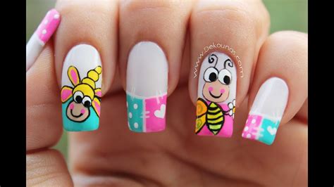 Cientos de fotos de uñas decoradas a tu disposición. Decoracion de uñas caricatura abeja - bee nail art - YouTube