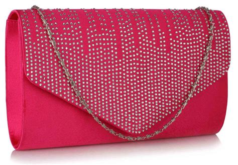 Wholesale Pink Crystal Satin Clutch With Giant Bow And Diamante Brooch