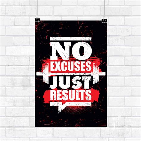 No Excuses Just Results Motivational Wall Poster And Inspirational