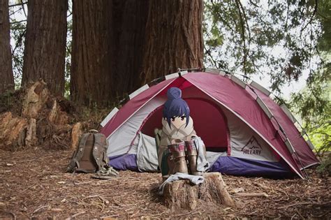 Yuru Camp Rin Shima Anime Girls Camp Tent 720P Wallpaper