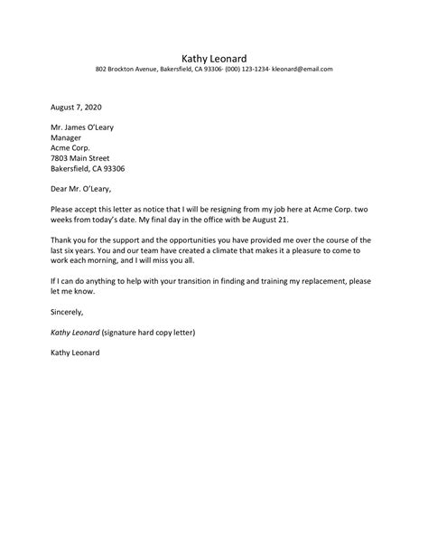 Best Resignation Letter Examples