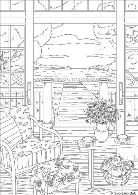 Village View Printable Adult Coloring Page From Favoreads Coloring