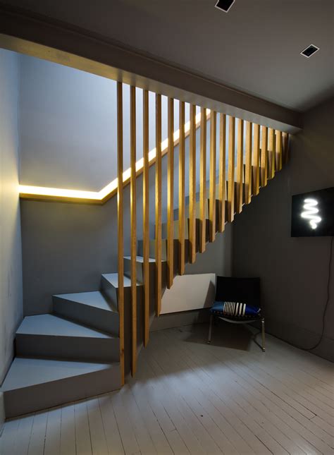 Slatted Oak Stairs And Balustrade Oak Handrail Recessed Led Light