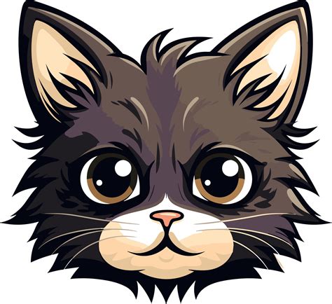 Adorable Angry Black Cat Head Cartoon Art, ai generated 27291018 PNG