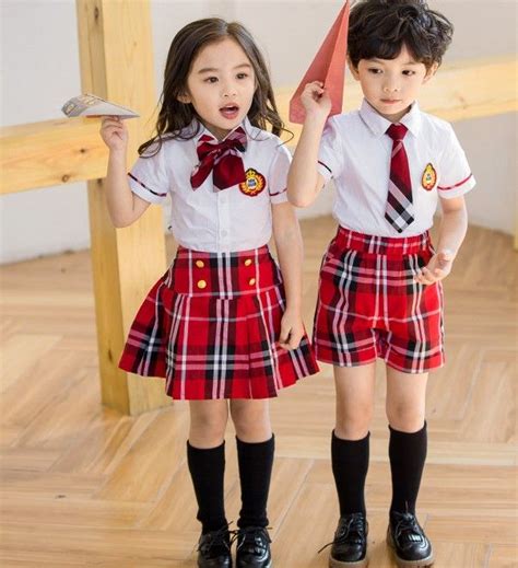 2017 New Kids School Uniform Dress Set Set Girl Bow Tie White Skirt