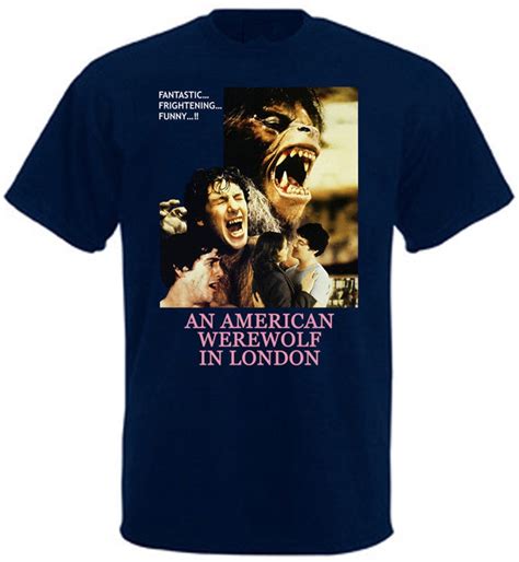 An American Werewolf In London V6 T Shirt Navy Movie Poster All Sizes