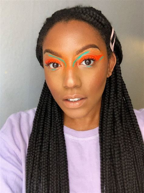 Look 2 Neon Orange And Blue Liners Editors Makeup Challenge While