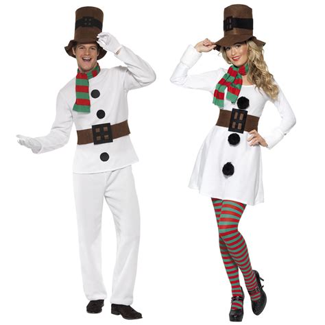 Mr Mrs Snowman Frosty Christmas Fancy Dress Costume Couple His Hers
