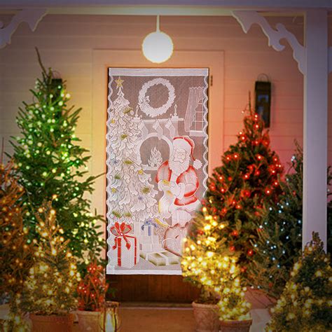 40x84 With Led Lights Christmas Window Curtain Door Curtain White