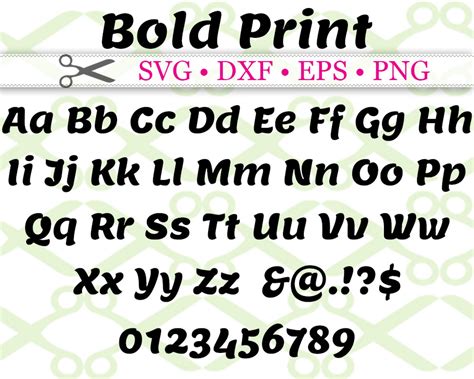 Bold Print Svg Font Cricut And Silhouette Files Svg Dxf Eps Png