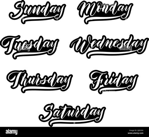 Names Of Week Days Weekly Planner Lettering Stickers Hand Drawn