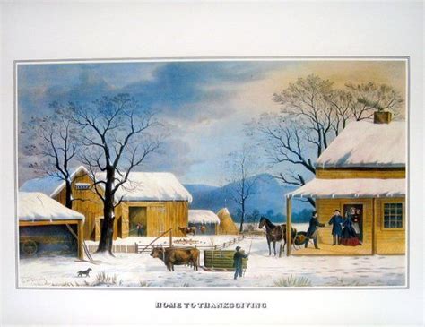 Currier And Ives Print Home To Thanksgiving 1978 Large Vintage Book