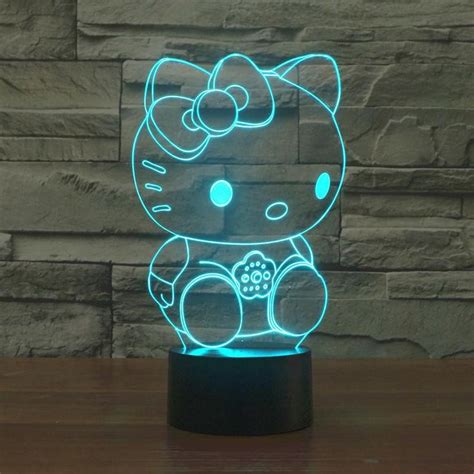 2016 New Kitty 3d Hello Lights Colorful Touch Led Visual Light T Atmosphere Desk Lamp 3d