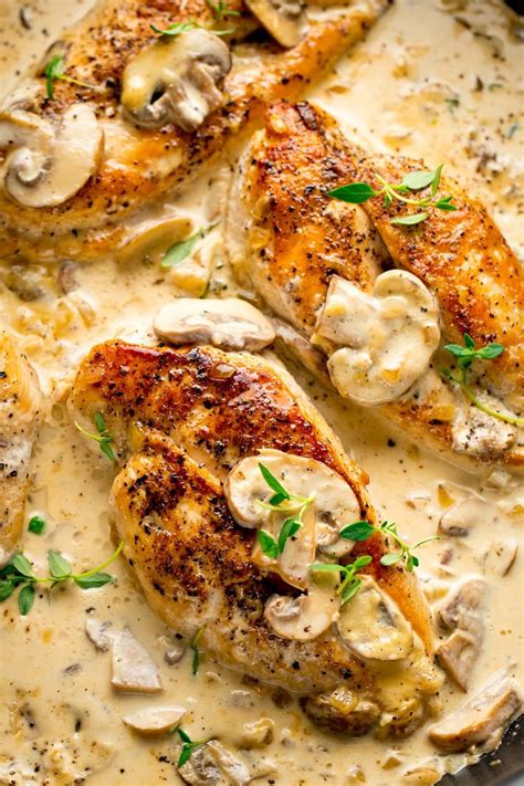 Pan Fried Chicken In A Creamy White Wine And Garlic Sauce With
